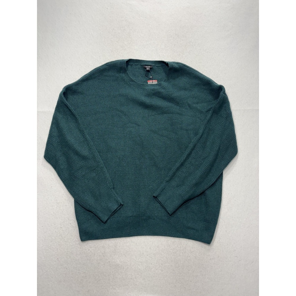 Express Mens XL Green Ribbed Knit Crew Neck Pullover Sweater EX006388